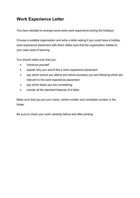 16 Work Experience Letter Templates Pdf Word