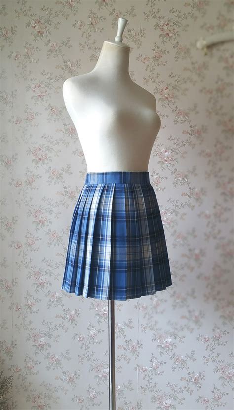 Light Blue Plaid Skirt Women Girl Pleated And Similar Items