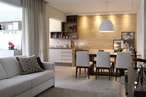Apartamento com decoração neutra e super atual Cozinha e Salas de