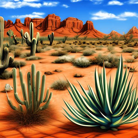 Paisagem De Cactos Do Deserto Estilo Rústico Hiperrealista · Creative