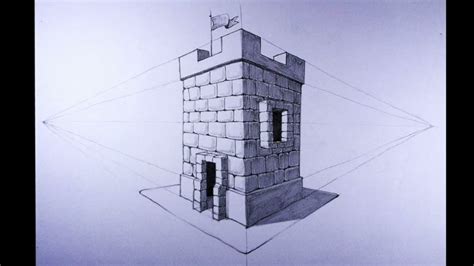 How To Draw Castle In Two Point Perspective Easy Perspective Drawing