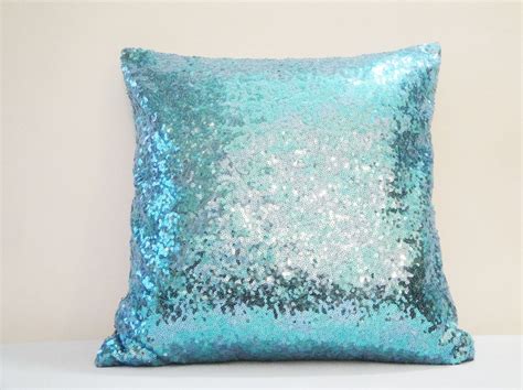 Shiny Turquoise Blue Pillow Cover Holiday Decor Sequin