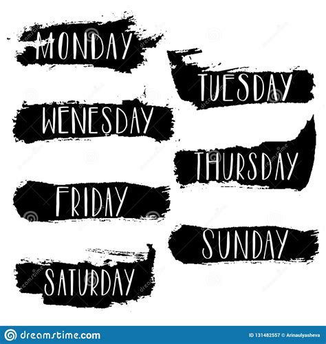 Учим дни недели за 5 минут. Handwritten Days Of The Week Monday, Tuesday, Wednesday ...