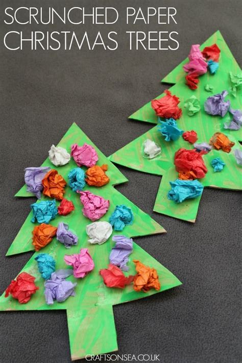 Scrunched Paper Christmas Trees Preschool Christmas Christmas Crafts