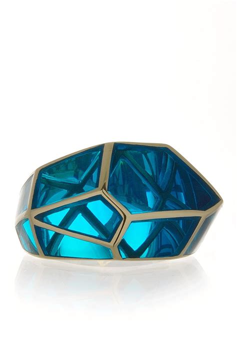 Isharya Louvre Aqua Blue Resin Ring Resin Ring Aqua Blue Blue