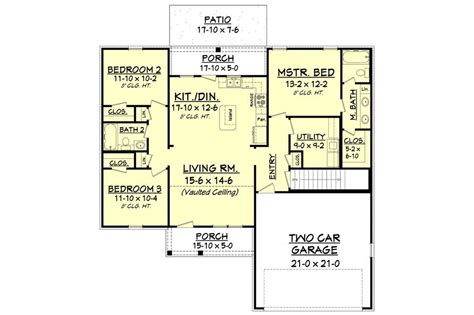 Southern Ranch Home 3 Bedrooms 1300 Sq Ft House Plan 142 1046