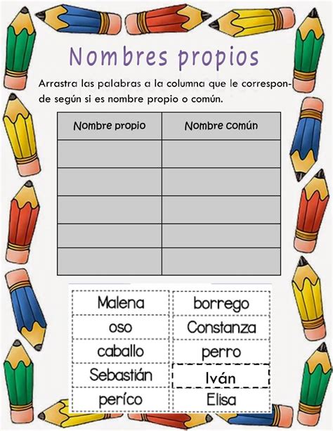 Ejercicios De Nombres Propios Vostan