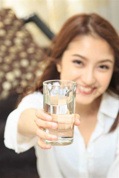 girl drinking water stock image colourbox