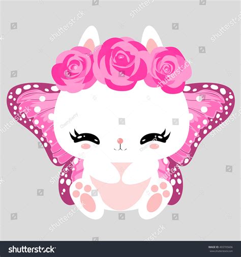 Little Cute White Bunny Pink Roses Stock Vector Royalty Free