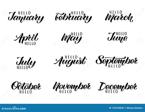 Handwritten Names Of Months December January February March April
