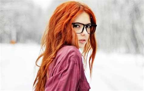 X X Women Redhead Glasses Wallpaper Coolwallpapers Me