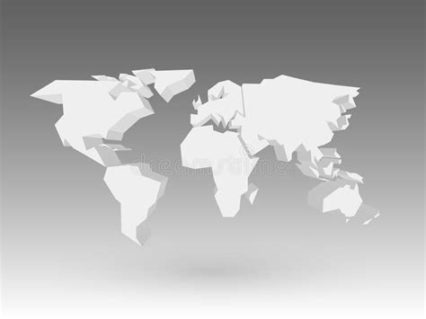 White 3d World Map With Dropped Shadow On Grey Background Eps10 Vector