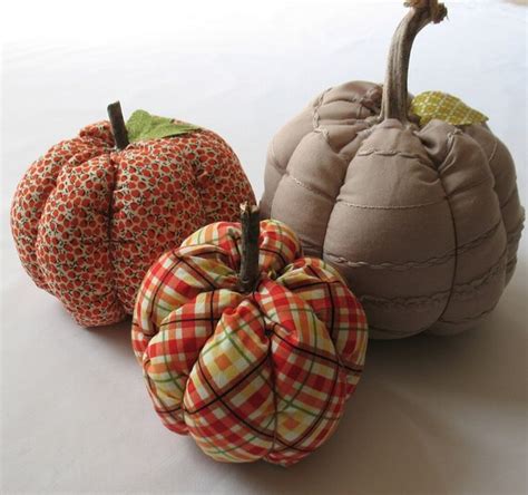 Items Similar To Set Of Three Fabric Pumpkins Free Shipping On Etsy