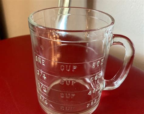 Vintage Hazel Atlas Glass One Cup Measuring Cup No Spout Raised