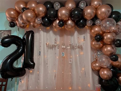 Rose Gold And Black Color Theme 21st Birthday Party 🖤💖 Rose Gold