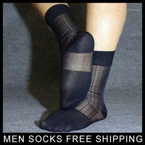 mens socks nylon silk mens tnt sexy see through high quality striped formal for man collection