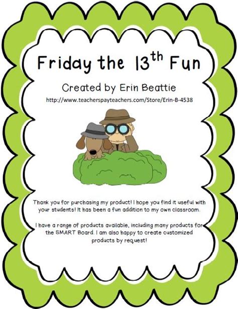 Friday The 13th Activities Classroom Activities Friday The 13th Fun