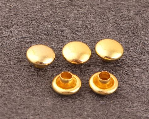 Gold Double Caped Rivets 100 Sets 5 Mm Mini Rivets Metal Etsy