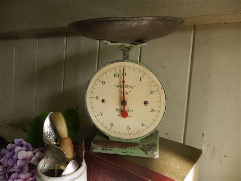 Vintage Pastel Green Kitchen Scales Waymaster Brand Rustic Scale