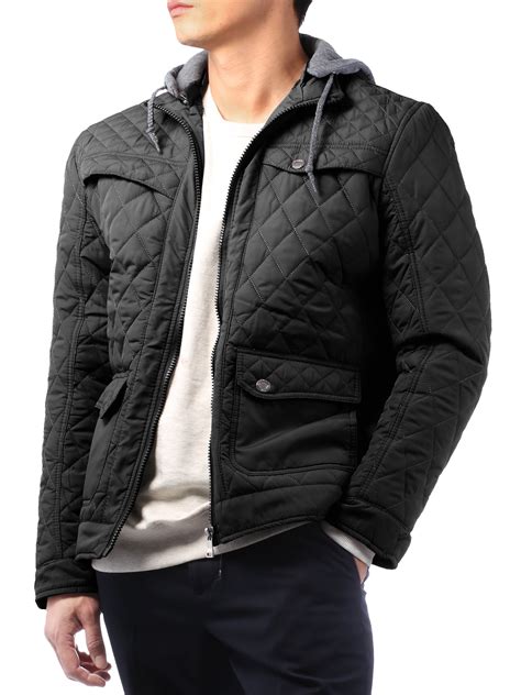 Ma Croix Mens Quilted Jacket Business Casual Diamond Fleece Lined