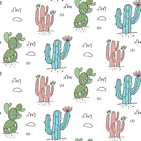 Premium Vector Colorful Cactus Pattern