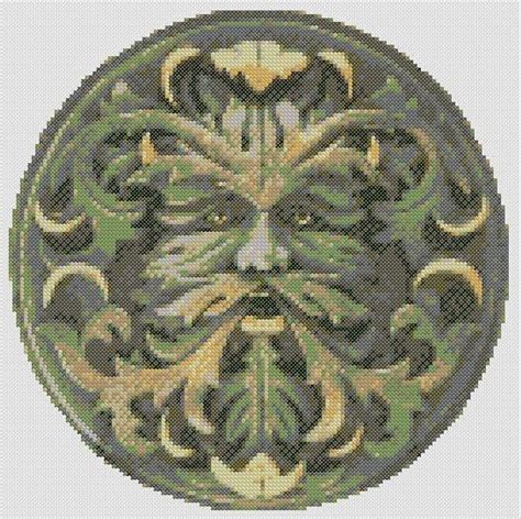 Green Man Cross Stitch Pdf Chart Pattern Celtic Pagan Wicca Etsy