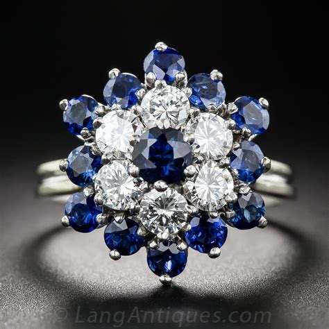 In 1886, tiffany introduced the engagement ring as we know it today. Sapphire and Diamond Flower ring - Antique & Vintage ...