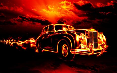 Car In Fire Desktop Wallpapers 1680x1050