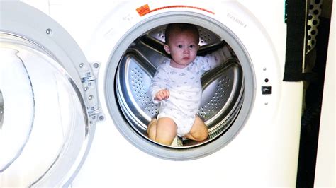 BABY TRAPPED IN A WASHING MACHINE YouTube