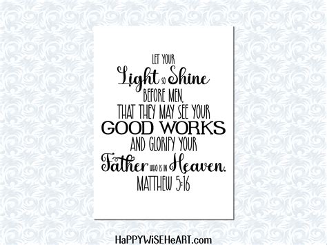 Matthew 516 Let Your Light Shine Printable Christian Art With Etsy