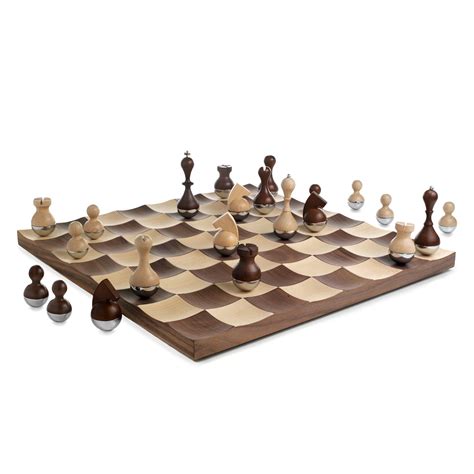 What is the oldest chess set in the world? Wobble Chess Set | Modern Wood Chess Board | UncommonGoods