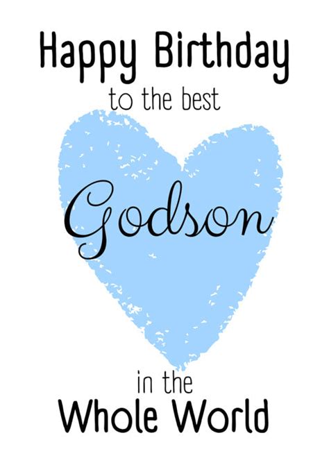 Godson Birthday Card Personalisation Blue Heart And Whole World Card