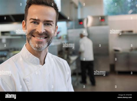 Chef In Commercial Kitchen Portrait Stock Photo Alamy