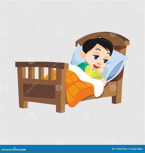 Boys Sleeping On Bed Vector Illustration Stock Vector Illustration Of