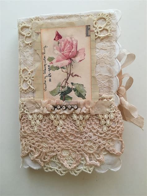 Fabric And Lace Journal Shabby Chic Handmade Vintage