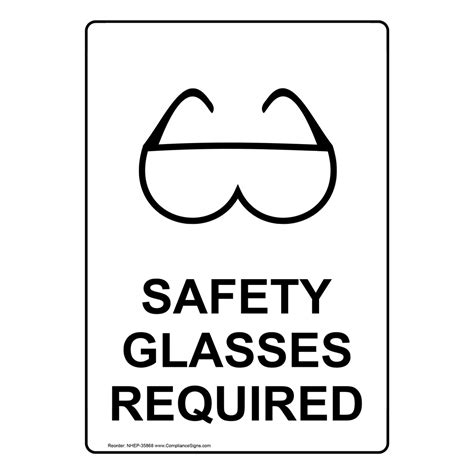 Portrait Safety Glasses Required Sign With Symbol Nhep 35868
