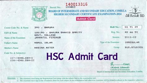 Hsc Admit Card 2024 And Hsc Exam News All Education Board