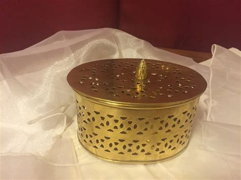 Vintage Brass Trinket Box With Lid Jewelry Box Storage Box Small Container Home Decor