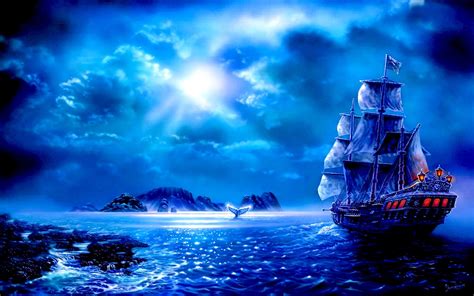 Blue Fantasy Sail Hd Wallpaper Background Image 1920x1200 Id