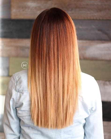 Copper red balayage Straight balayage | Balayage straight hair, Dyed blonde hair, Straight ...
