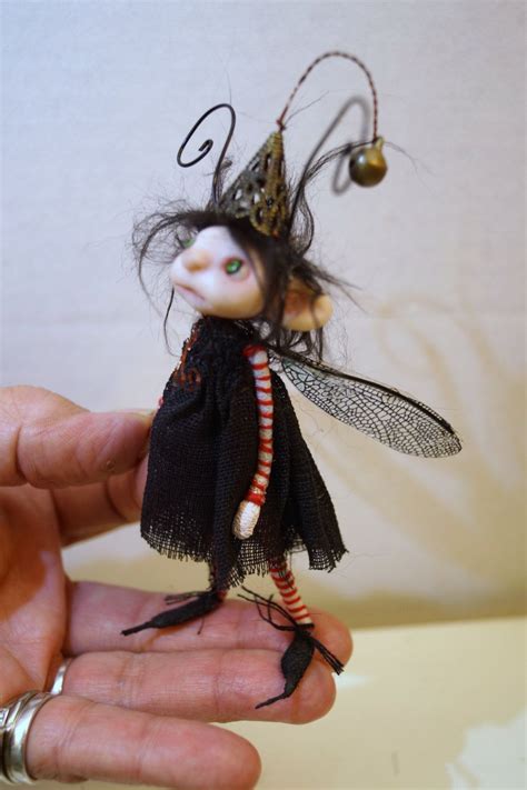 Ooak Poseable Little Bug Fairy 75 Pixie Polymer Clay Art Doll By