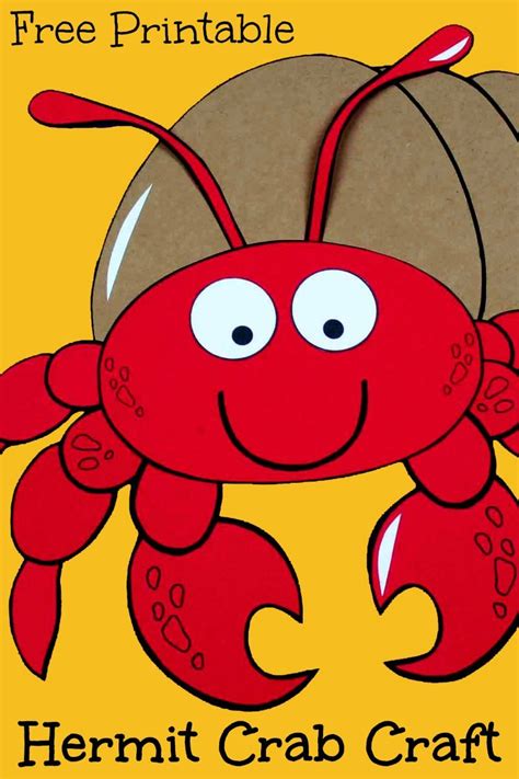 Draw the hermit crab's leg in the middle by using the initial line as a guide. Free Printable Hermit Crab Craft | Crab crafts, Hermit ...