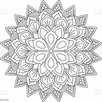 Mandala Outline Coloring Round Decorative Ornament Easy