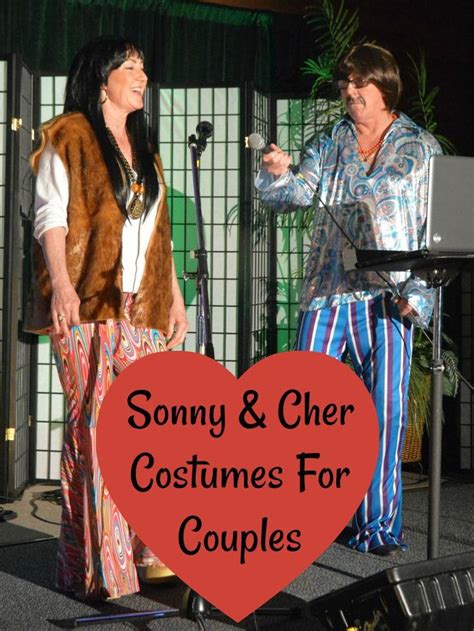 Two Women Standing Next To Each Other In Front Of A Microphone With The Words Sony And Cher