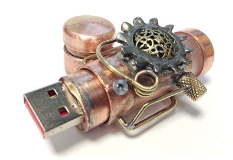 Steampunk 32gb Usb Flash Drive Model 364 In A Tin Box Copper And Brass