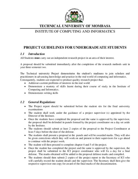 Pdf Project Guidelines For Undergraduate Students Kevin Ochieng