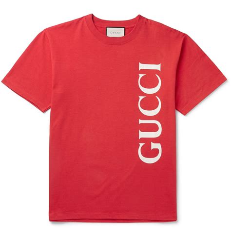 Gucci Oversized Logo Print Cotton Jersey T Shirt Red Gucci