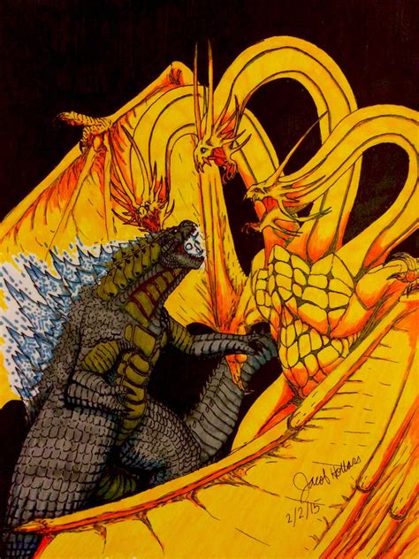 Godzilla Vs King Ghidorah By Thegreatestloverart On Deviantart