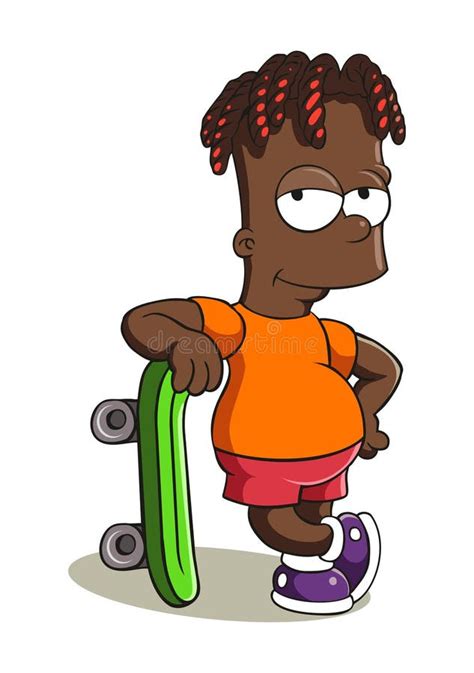 Cartoon Style Bart Simpson Character With The African Dreadlocks