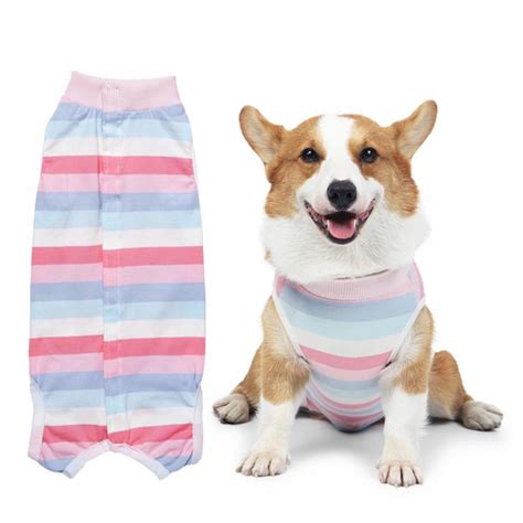 Striped Dog Recovery Suit Dog Onesie For Surgery Pet Surgical Recovery